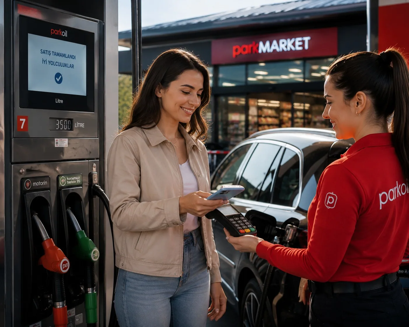 Parkoil istasyonunda temassız POS ile hızlı ödeme